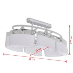 Berkfield Home Ceiling Lamp with Ellipsoid Glass Shades for 6 E14 Bulbs in White - thumbnail 6