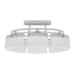 Berkfield Home Ceiling Lamp with Ellipsoid Glass Shades for 6 E14 Bulbs in White - thumbnail 3