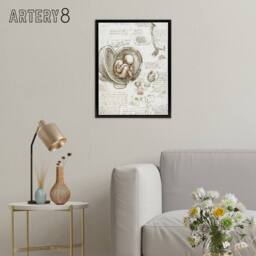 "Artery8 Studies of the Foetus in the Womb da Vinci Black Framed Canvas Art in Beige - Size: W12"" x H16""" - thumbnail 3