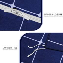 Grace Double Brushed Double Duvet Cover Supersoft with Zipper Closure in Blue - Size: Single - thumbnail 8