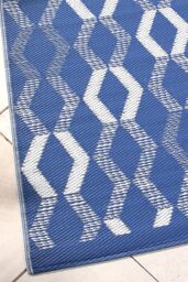 Fusion 'Rico' Outdoor Vertical Zig Zags UV Resistant Outdoor Rug in Blue - Size: 170 cm x 120 cm - thumbnail 2
