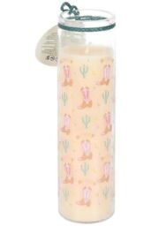 KDMD Howdy Cowboy Boot Print Floral Tube Candle in Peach - thumbnail 3