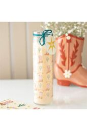 KDMD Howdy Cowboy Boot Print Floral Tube Candle in Peach - thumbnail 1