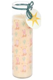 KDMD Howdy Cowboy Boot Print Floral Tube Candle in Peach - thumbnail 2
