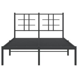 Berkfield Home Metal Bed Frame without Mattress with Headboard Black 120x190cm - Size: 120x190 cm - thumbnail 5