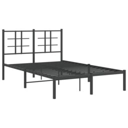 Berkfield Home Metal Bed Frame without Mattress with Headboard Black 120x190cm - Size: 120x190 cm - thumbnail 3