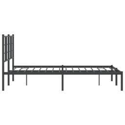 Berkfield Home Metal Bed Frame without Mattress with Headboard Black 120x190cm - Size: 120x190 cm - thumbnail 6