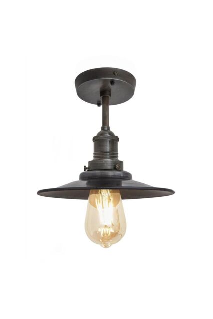Industville Brooklyn Flat Flush Mount, 8 Inch, Pewter, Pewter Holder in Dark Grey - image 1