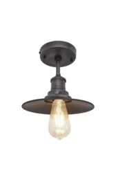 Industville Brooklyn Flat Flush Mount, 8 Inch, Pewter, Pewter Holder in Dark Grey - thumbnail 2