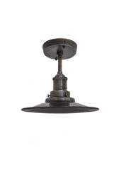 Industville Brooklyn Flat Flush Mount, 8 Inch, Pewter, Pewter Holder in Dark Grey - thumbnail 3