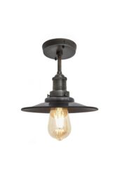 Industville Brooklyn Flat Flush Mount, 8 Inch, Pewter, Pewter Holder in Dark Grey - thumbnail 1