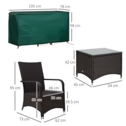 OUTSUNNY Rattan 3PCs Chair Table Bistro Set Patio Set w/ Steel Frame in White - thumbnail 3