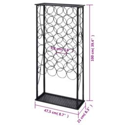 Berkfield Home Wine Rack for 28 Bottles Metal in Black - thumbnail 5
