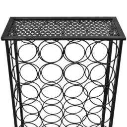 Berkfield Home Wine Rack for 28 Bottles Metal in Black - thumbnail 4