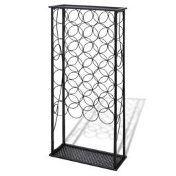 Berkfield Home Wine Rack for 28 Bottles Metal in Black - thumbnail 1