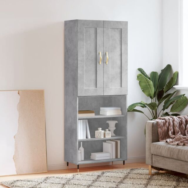 Berkfield Home Highboard Concrete Grey 69.5x34x180 cm Engineered Wood - image 1