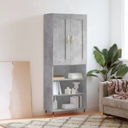 Berkfield Home Highboard Concrete Grey 69.5x34x180 cm Engineered Wood - thumbnail 1
