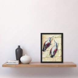 "Artery8 Two Wallcreepers Watercolour Painting Schouman Framed Wall Art Print in Beige - Size: W12"" x H16""" - thumbnail 4