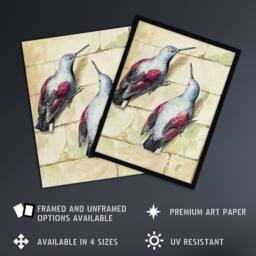 "Artery8 Two Wallcreepers Watercolour Painting Schouman Framed Wall Art Print in Beige - Size: W12"" x H16""" - thumbnail 2