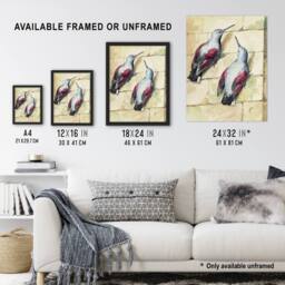 "Artery8 Two Wallcreepers Watercolour Painting Schouman Framed Wall Art Print in Beige - Size: W12"" x H16""" - thumbnail 3
