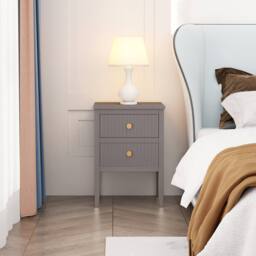 Cabinet Bits Bellaria 2 Drawer Bedside Table in Grey - thumbnail 1