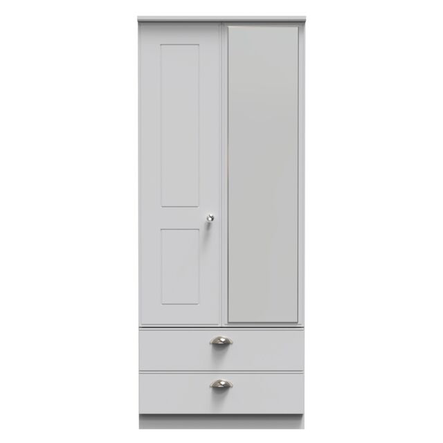 Ready Assembled 2 U Albert 2 Door 2 Drawer Mirrored Wardrobe (Ready Assembled) in Grey - image 1