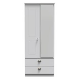 Ready Assembled 2 U Albert 2 Door 2 Drawer Mirrored Wardrobe (Ready Assembled) in Grey - thumbnail 1