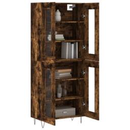 Berkfield Home Highboard Smoked Oak 69.5x34x180 cm Engineered Wood in Brown - thumbnail 1