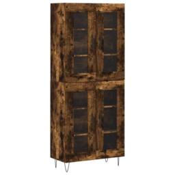 Berkfield Home Highboard Smoked Oak 69.5x34x180 cm Engineered Wood in Brown - thumbnail 3