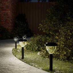 Berkfield Home Solar Pathway Lights with Ground Spikes 4 pcs Warm White & RGB in Black - thumbnail 1