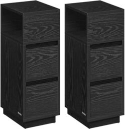 VASAGLE Set of 2 Slim Narrow Bedside Tables Drawers Open Compartment in Black - thumbnail 7