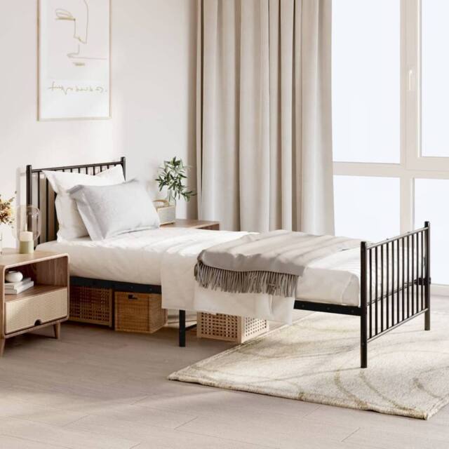 Berkfield Home Metal Bed Frame with Headboard & Footboard Black 90x200 cm - image 1