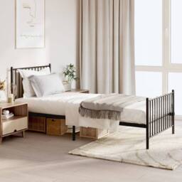 Berkfield Home Metal Bed Frame with Headboard & Footboard Black 90x200 cm - thumbnail 1