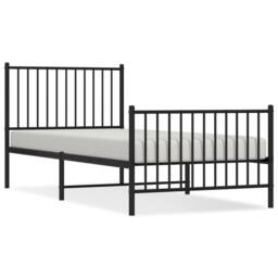 Berkfield Home Metal Bed Frame with Headboard & Footboard Black 90x200 cm - thumbnail 2