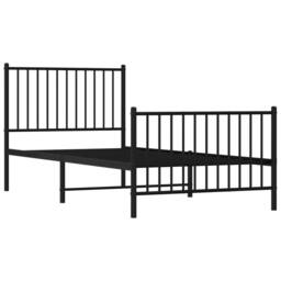 Berkfield Home Metal Bed Frame with Headboard & Footboard Black 90x200 cm - thumbnail 4