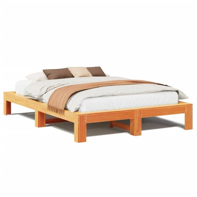 Berkfield Home Bed Frame without Mattress Wax Brown 140x190 cm Solid Wood Pine - image 1
