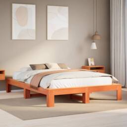 Berkfield Home Bed Frame without Mattress Wax Brown 140x190 cm Solid Wood Pine - thumbnail 2