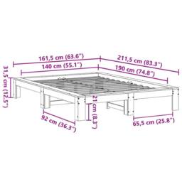 Berkfield Home Bed Frame without Mattress Wax Brown 140x190 cm Solid Wood Pine - thumbnail 8