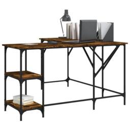Berkfield Home Desk Smoked Oak 139x139x75 cm Engineered Wood in Brown - Size: 139 x 139 x 75 cm - thumbnail 3