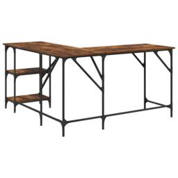 Berkfield Home Desk Smoked Oak 139x139x75 cm Engineered Wood in Brown - Size: 139 x 139 x 75 cm - thumbnail 7