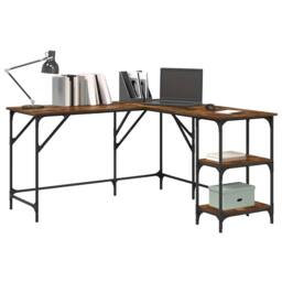 Berkfield Home Desk Smoked Oak 139x139x75 cm Engineered Wood in Brown - Size: 139 x 139 x 75 cm - thumbnail 4