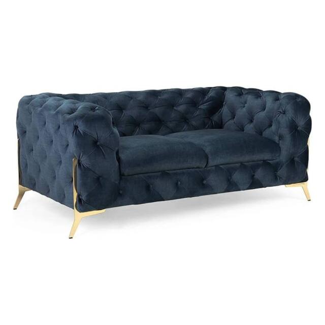Stratus Interiors Italian Chesterfield Sofa Plush Velvet UK Manufactured in Blue - Size: 2 Seater - image 1