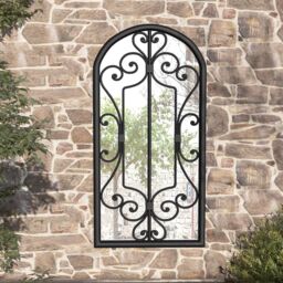 Berkfield Home Garden Mirror Black 70x30 cm Iron for Outdoor Use - thumbnail 1