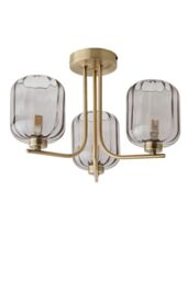 ValueLights Amelie 3 Way Ribbed Glass Gold Ceiling Pendant Light with LED Bulbs - thumbnail 6
