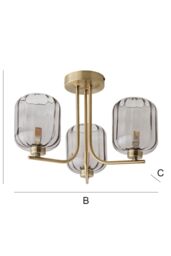 ValueLights Amelie 3 Way Ribbed Glass Gold Ceiling Pendant Light with LED Bulbs - thumbnail 7
