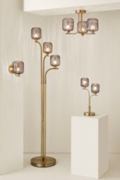 ValueLights Amelie 3 Way Ribbed Glass Gold Ceiling Pendant Light with LED Bulbs - thumbnail 8