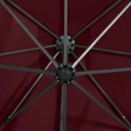 Berkfield Home Durable Cantilever Umbrella with Pole & LED Lights Bordeaux Red - thumbnail 8