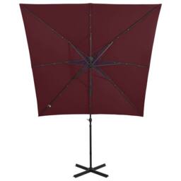 Berkfield Home Durable Cantilever Umbrella with Pole & LED Lights Bordeaux Red - thumbnail 5