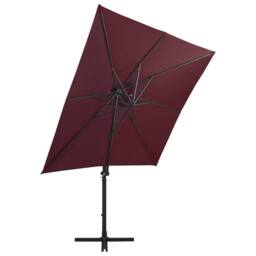 Berkfield Home Durable Cantilever Umbrella with Pole & LED Lights Bordeaux Red - thumbnail 4