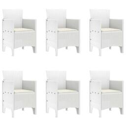 Berkfield Home Modern 7 Piece Garden Dining Set with Cushions White Poly Rattan - thumbnail 5